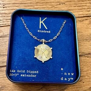 a new day Gold Dipped 'K' Sunburst Medallion Necklace